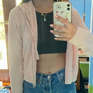 Baby pink zip up sweater with hood